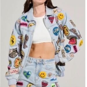 AKIRA Colorful Patchwork Denim Jacket